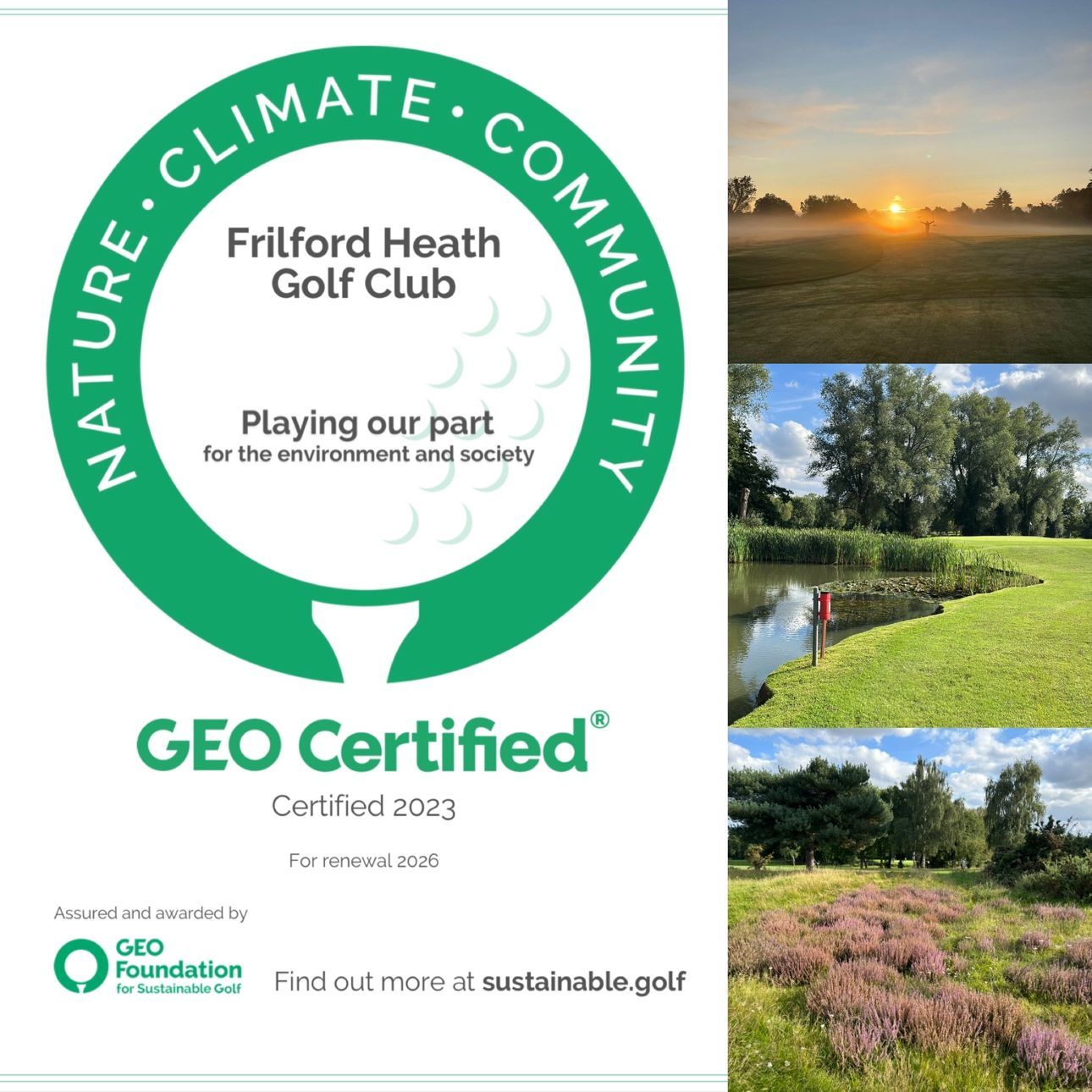 Frilford Heath Golf Club Recognised For Environmental Excellence With Prestigious GEO Certification Award