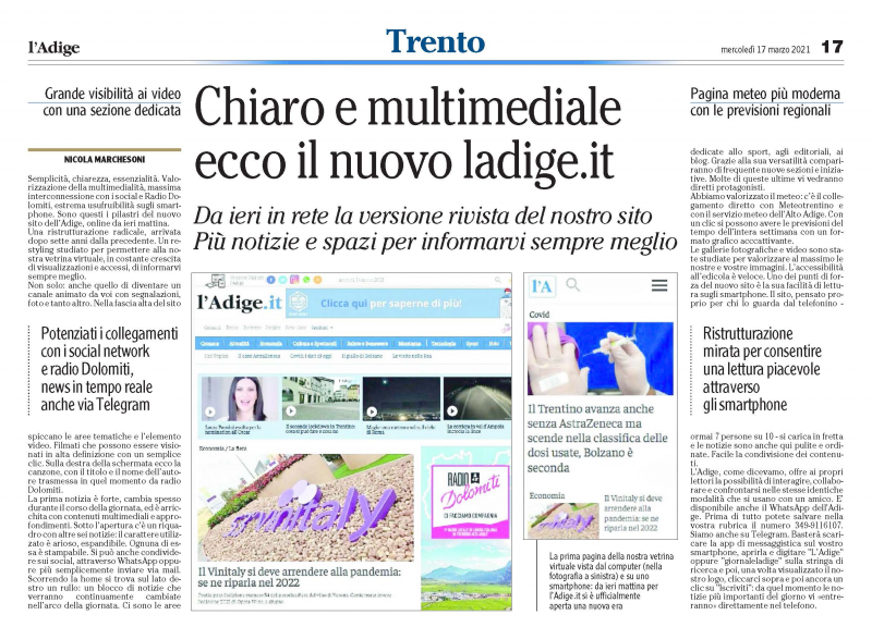 SIE Editorial Group chooses Atex for L’Adige