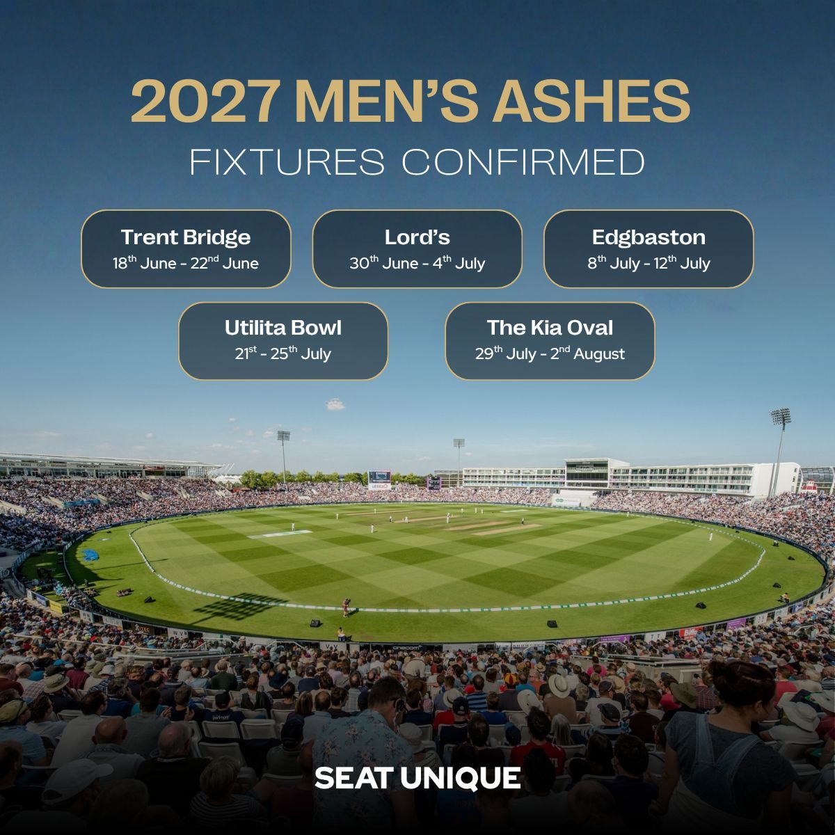 From the home of British motorsport to the Home of Cricket - 2027 is already shaping up to be a huge year at Seat Unique.