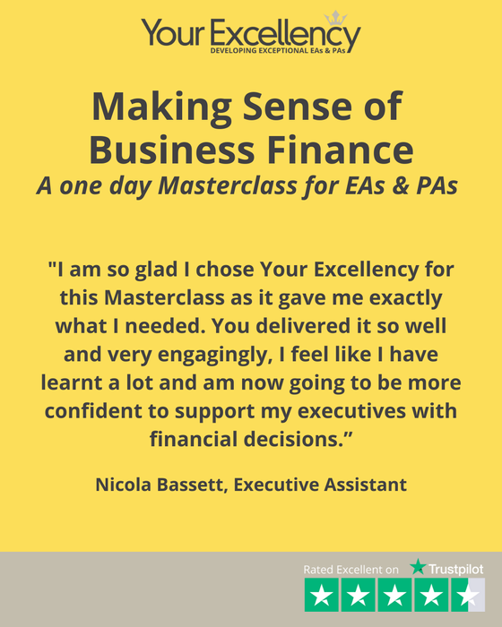 One Day Virtual Masterclass : Making Sense of Business Finance for EAs & PAs