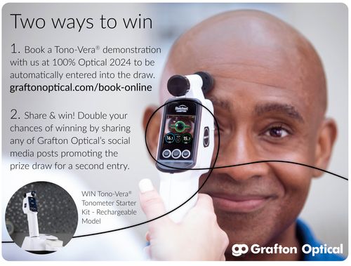 Grafton Optical shines the spotlight on two game-changing devices: the Tono-Vera® Handheld Tonometer from Reichert and the brand new QuickSee Free Handheld Autorefractor from PlenOptika; with a chance to win one of these revolutionary handheld devices at 100% Optical!
