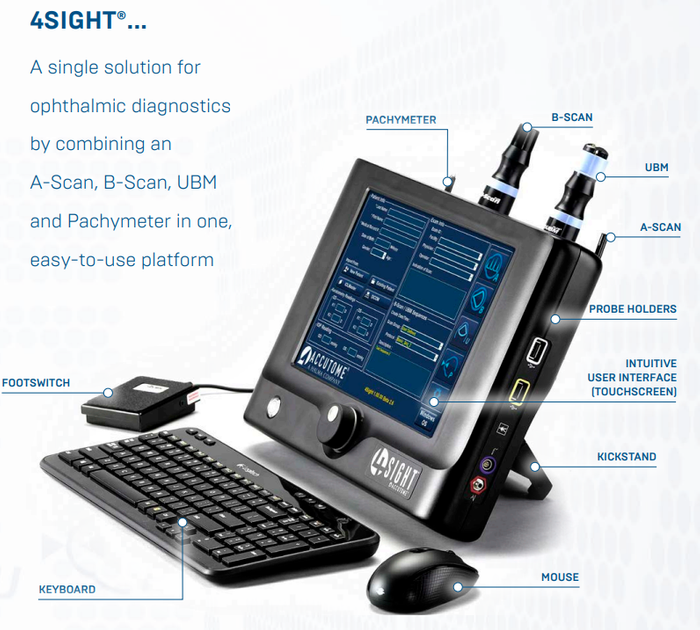 Accutome 4Sight - 4 in 1 Ultrasound Combi Unit, A Scan, B Scan, UBM & Pachymeter