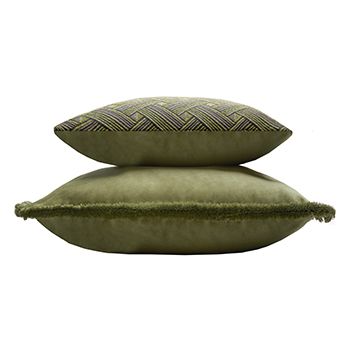 Velvet Cushion Green With Fringes