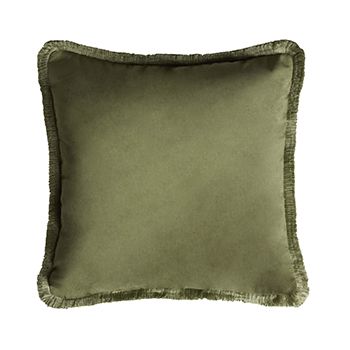 Velvet Cushion Green With Fringes