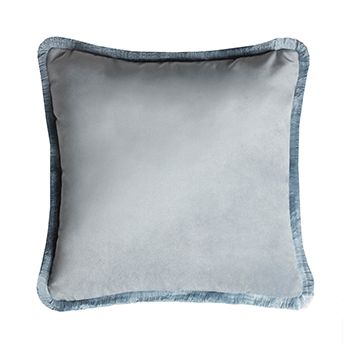 Velvet Cushion Light Blue With Fringes