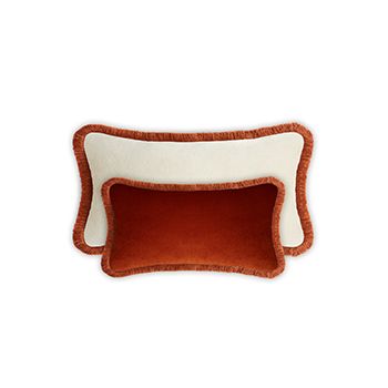 Couple Velvet Bed Cushions With Fringes Brick