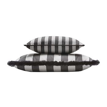 Outdoor Indoor Striped Cushion With Piping Carbon