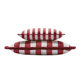 Outdoor Indoor Striped Cushion With Fringes Red