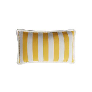 Outdoor Indoor Striped Cushion With Fringes Yellow