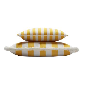 Outdoor Indoor Striped Cushion With Piping Yellow