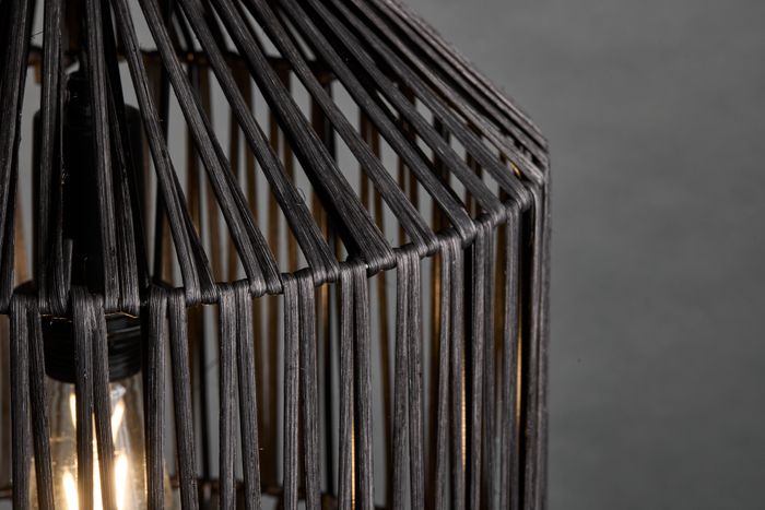 Boho Rattan Ceiling Pendant Light - 12 Inch - Diamond - Black