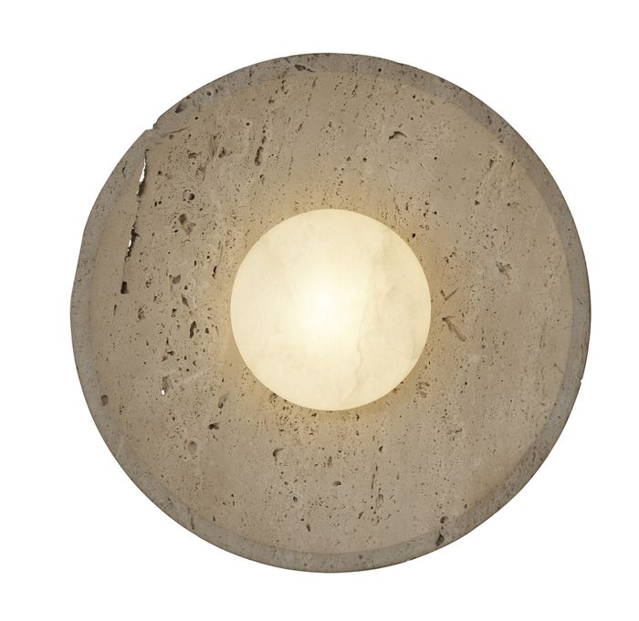 Travertine & Alabaster Diffuser Wall Light - 10 inch - Natural