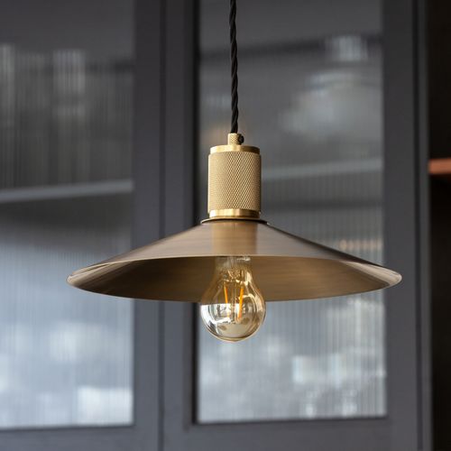 Knurled Slope Pendant Light - Brass