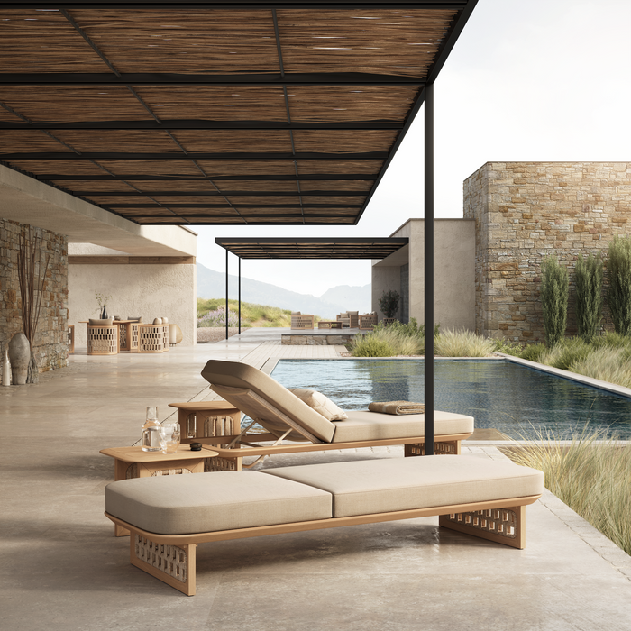 N2 Sun Lounger, Light Teak