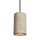 Travertine Stone Cylinder Pendant Light - 4 inch - Natural