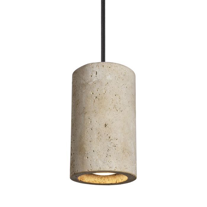 Travertine Stone Cylinder Pendant Light - 4 inch - Natural