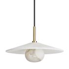 Alabaster Slope Pendant Light - 12 Inch - Brass