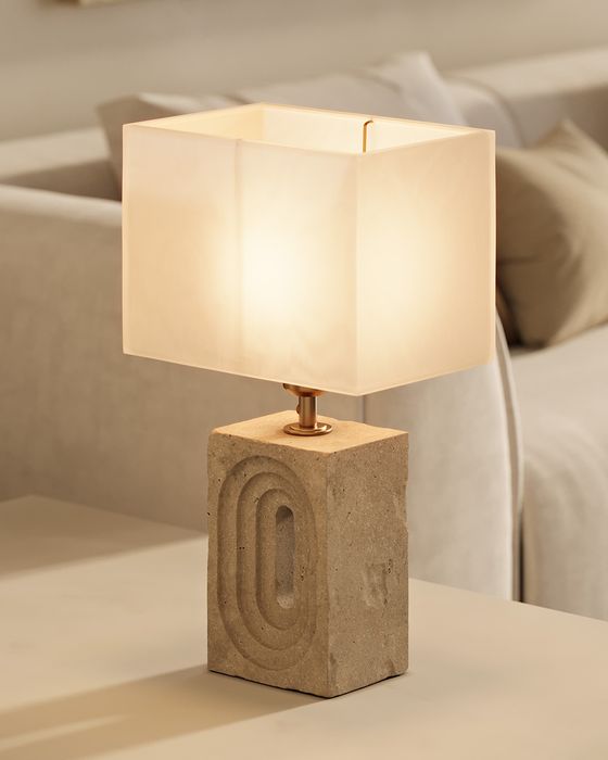 Travertine Rectangular Table Lamp
