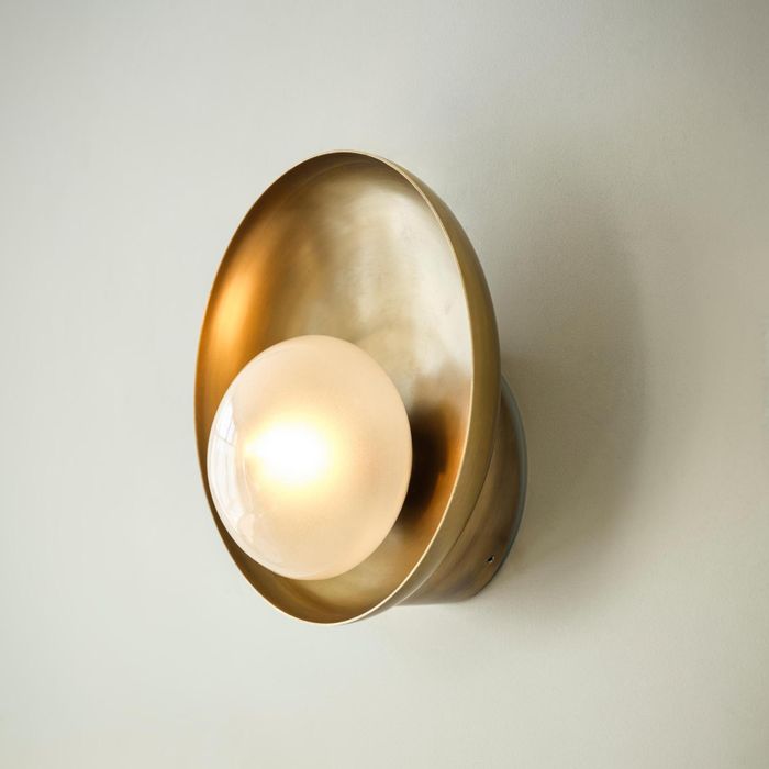 Hayle Outdoor & Bathroom Round Diffuser Wall Light - Brass