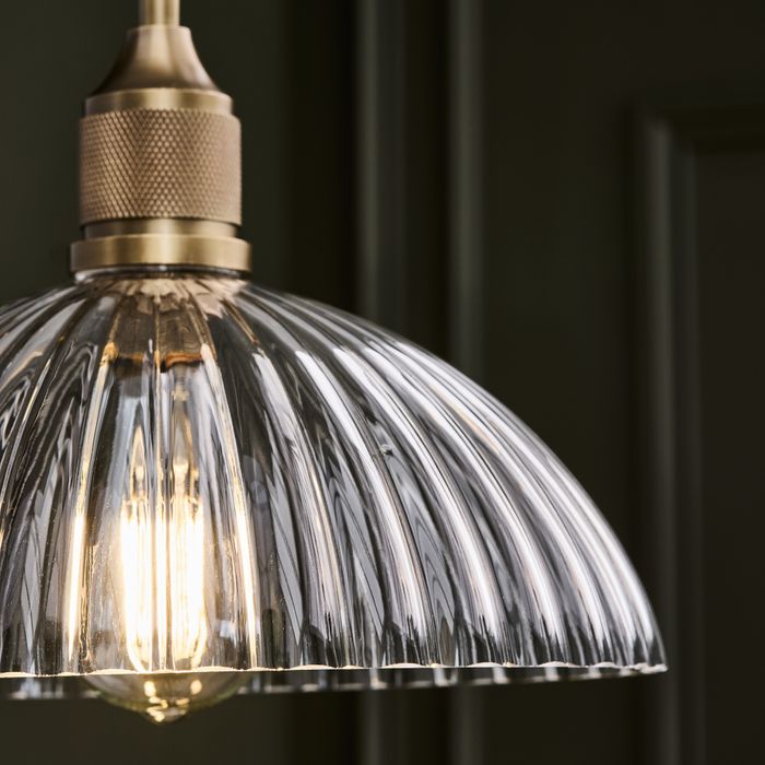 Noho Glass Ribbed Dome Pendant Light - 12 Inch