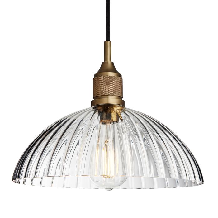 Noho Glass Ribbed Dome Pendant Light - 12 Inch