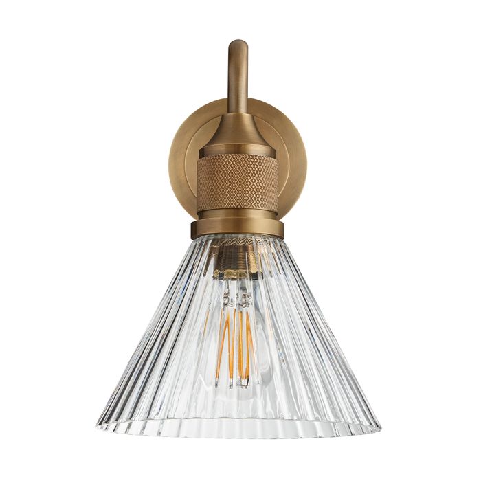 Noho Glass Ribbed Funnel Swan Neck Wall Light - 7 Inch