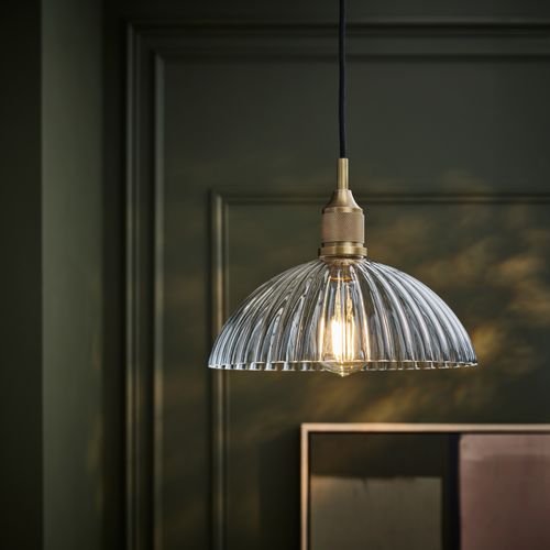 Noho Glass Ribbed Dome Pendant Light - 12 Inch