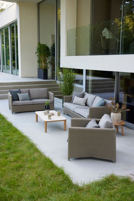 Diamond lounge chair, incl. taupe Cane-line Natté cushion set, Cane-line Soft Rope