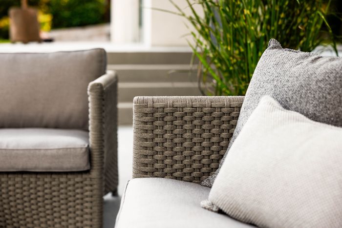 Diamond lounge chair, incl. taupe Cane-line Natté cushion set, Cane-line Soft Rope