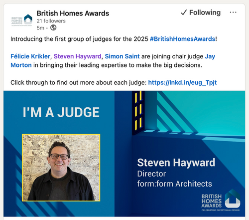 form:form Architects chosen to judge the British Homes awards 2025