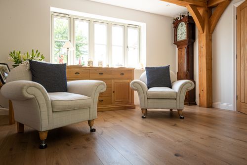 Oak Frame New Build with Engineered Oak & Limestone Tiles