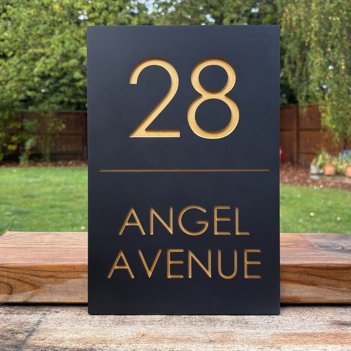 Modern Stone House Signs with Line Designs