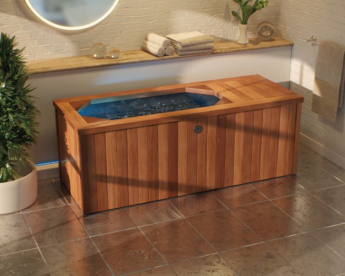 Brass Monkey Ice Bath with Full Natural Wood Finish