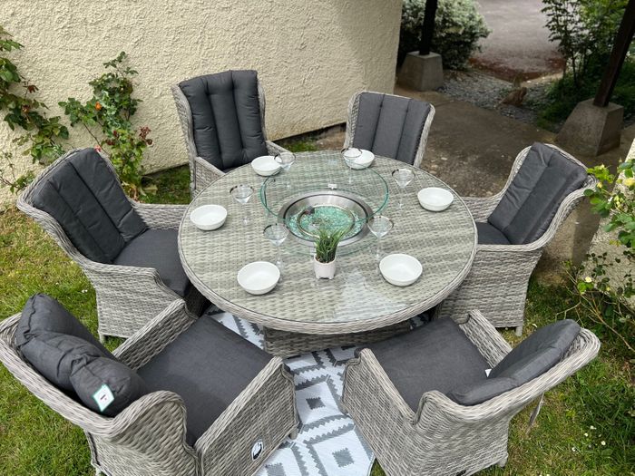 rattan fire pit set
