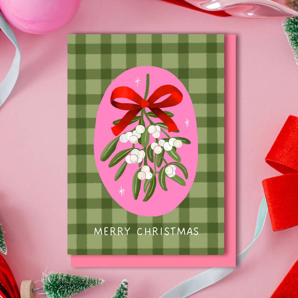 gingham xmas card