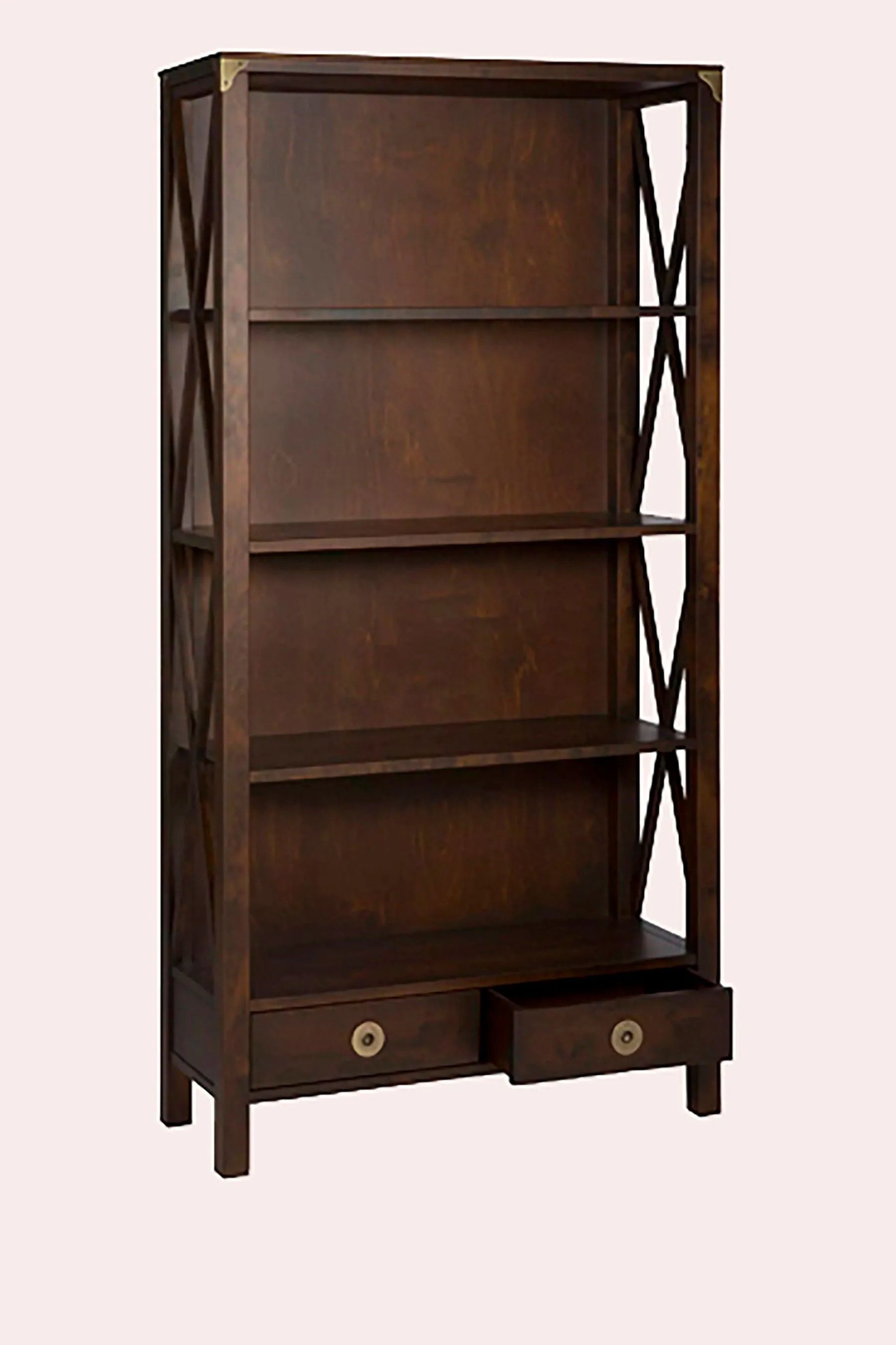 Balmoral 2 Drawer Single Bookcase - Dark Chestnut 