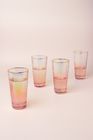 SET OF 4 LUSTRE PEARL HAMMERED TEXTURED CHAMPAGNE, WINE, TUMBLER FLUTE DRINKING GLASSES