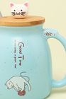 CAT MUGS CUTE CERAMIC COFFEE TEA CUP WITH LID AND SPOON
