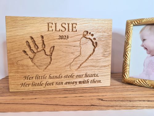 Personalised Engraved Hand Print Oak Plaque
