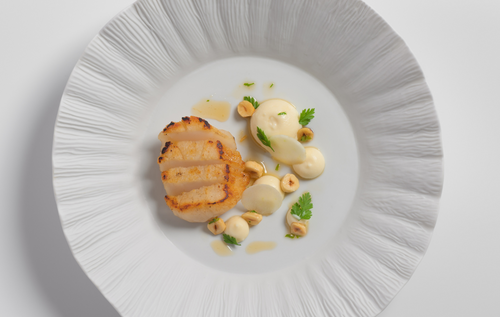 Mark Heir's seared orkney scallops with celeriac and green apple
