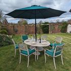 Six seater oval patio set in cast aluminium