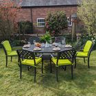 Six seater oval patio set in cast aluminium