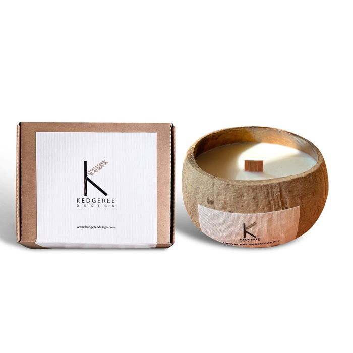 Hand-poured plant-based coconut shell candle