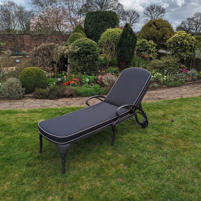Cast aluminium sun lounger.