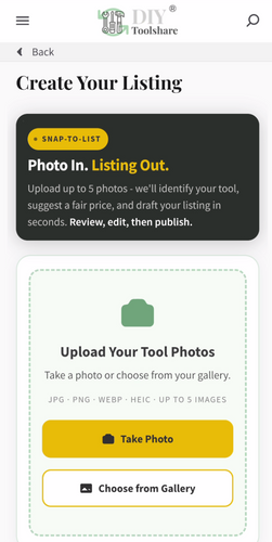 DIY Toolshare: Rent & Lend Tools Locally (Introducing Snap-to-List)