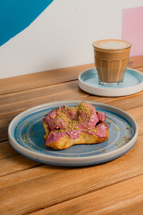 Pistachio and Natural Ruby Chocolate Tsoureki (Brioche)