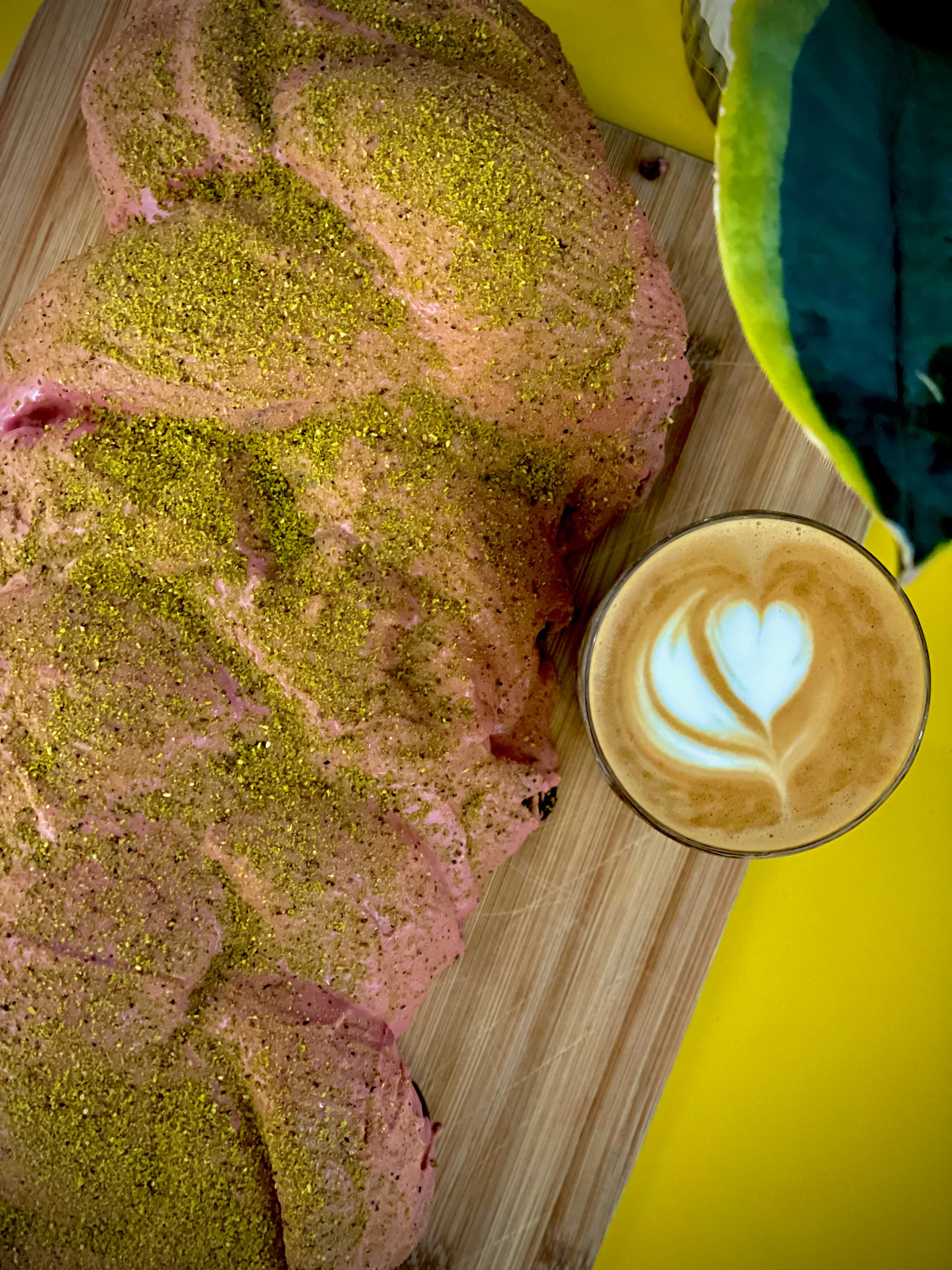 Pistachio and Natural Ruby Chocolate Tsoureki (Brioche)