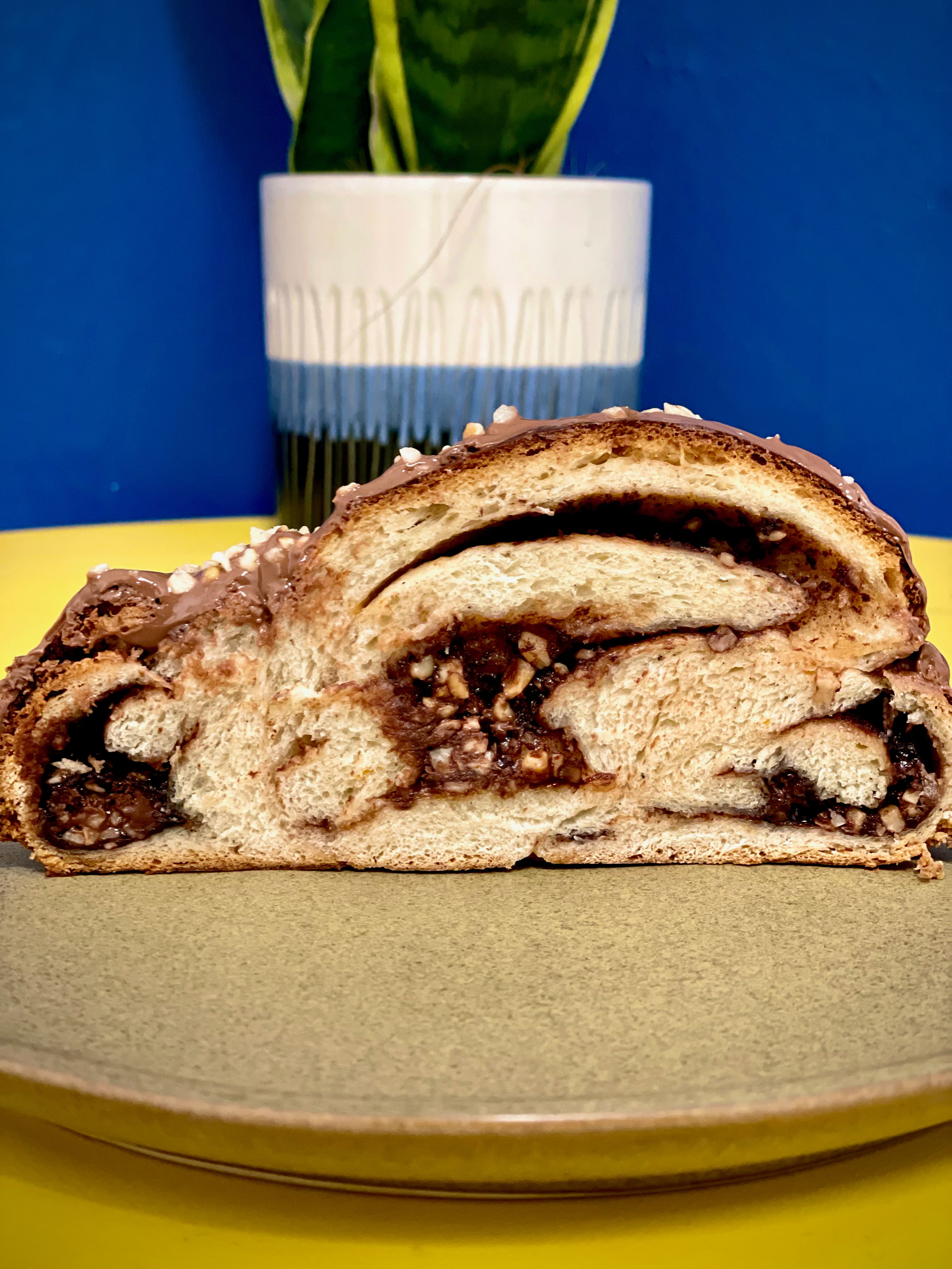 Hazelnut and Chocolate Praline Tsoureki (Brioche)