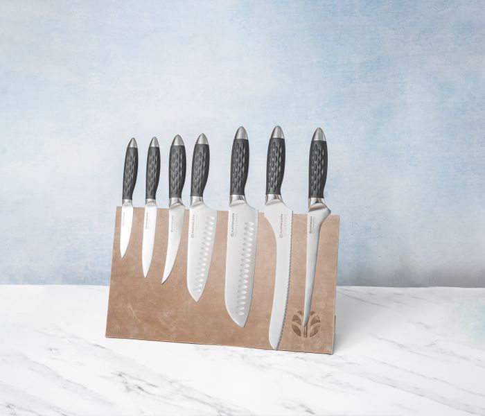 7 Piece Set with Leather Magnetic Knife Block