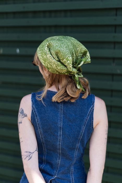 Verdant Garden – Botanical Linocut Silk Scarf